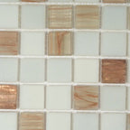 Boho Brown and White Mixed Squares Glass Tile | Tile Club