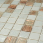 Boho Brown and White Mixed Squares Glass Tile | Tile Club