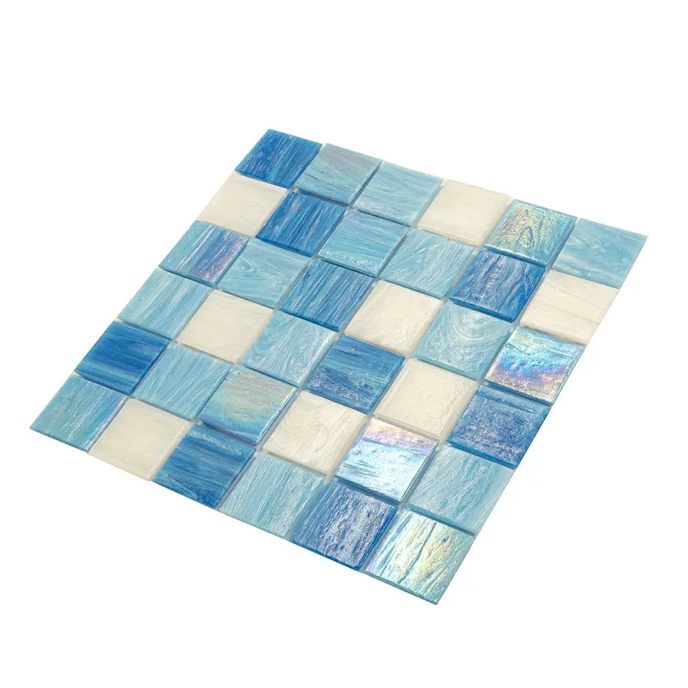 Waikiki Beach Blue 2" Mixed Squares Glass Tile | Tile Club