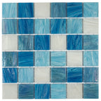 Waikiki Beach Blue 2" Mixed Squares Glass Tile | Tile Club