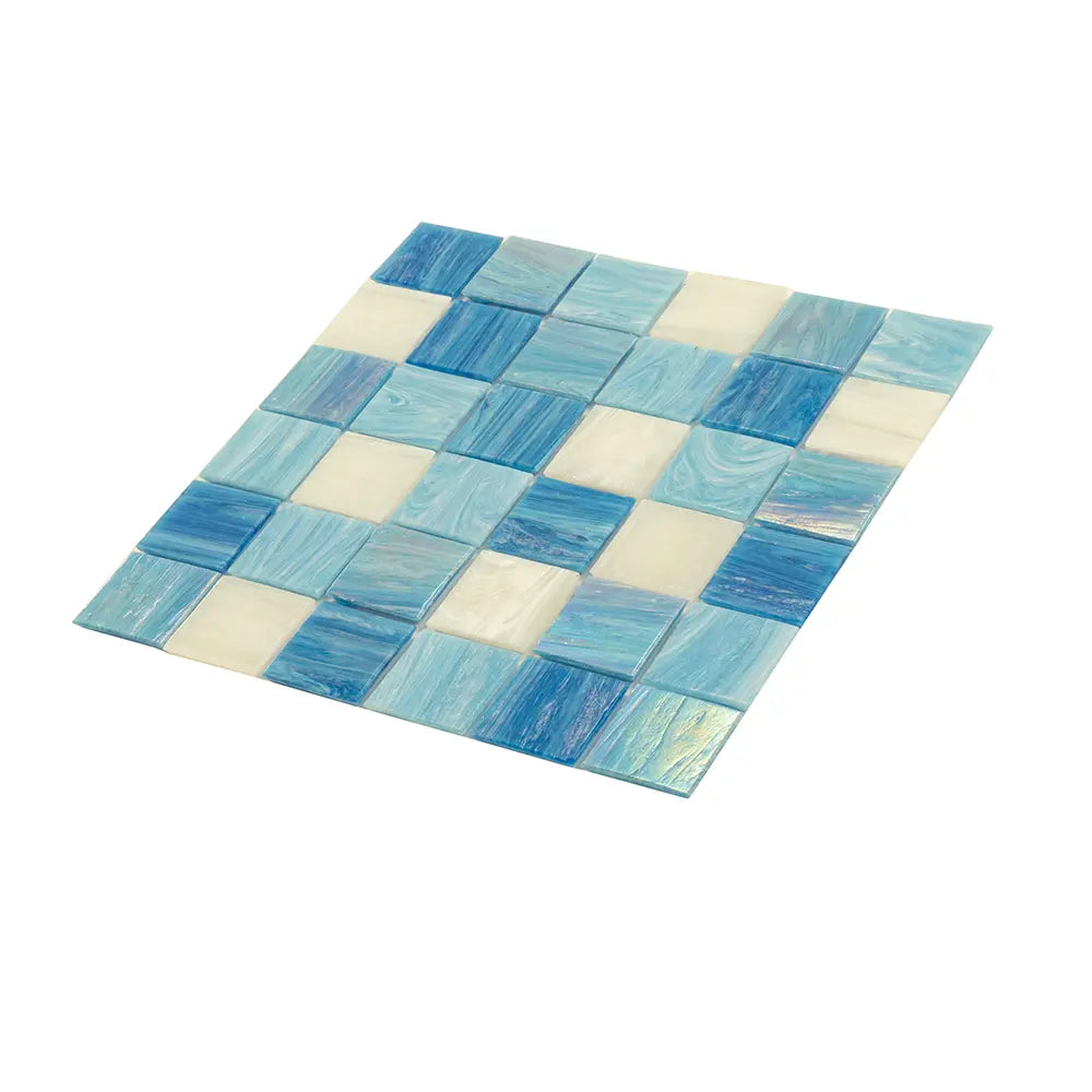 Waikiki Beach Blue 2" Mixed Squares Glass Tile | Tile Club