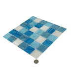 Waikiki Beach Blue 2" Mixed Squares Glass Tile | Tile Club