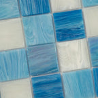 Waikiki Beach Blue 2" Mixed Squares Glass Tile | Tile Club