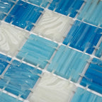 Waikiki Beach Blue 2" Mixed Squares Glass Tile | Tile Club