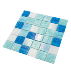 Aquamarine Blue 2" Mixed Squares Glass Tile | Tile Club