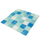 Aquamarine Blue 2" Mixed Squares Glass Tile | Tile Club