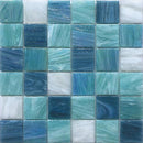 Aquamarine Blue Mixed Squares Glass Tile Sample