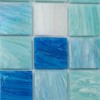 Aquamarine Blue 2" Mixed Squares Glass Tile | Tile Club