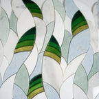 Botanical Waves Green Glass and Marble Mosaic Tile | Tile Club
