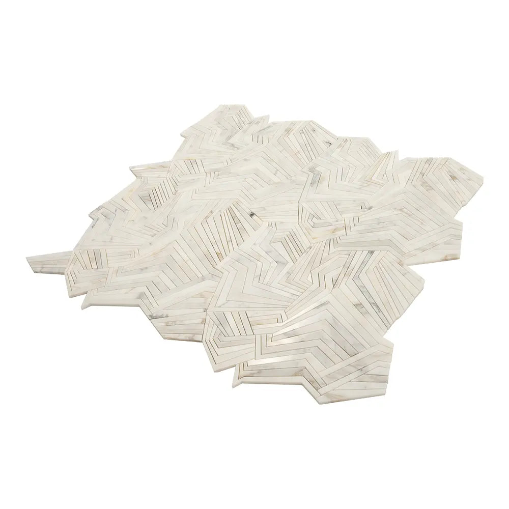 Angular Calacatta Gold Marble Mosaic Tile | Tile Club