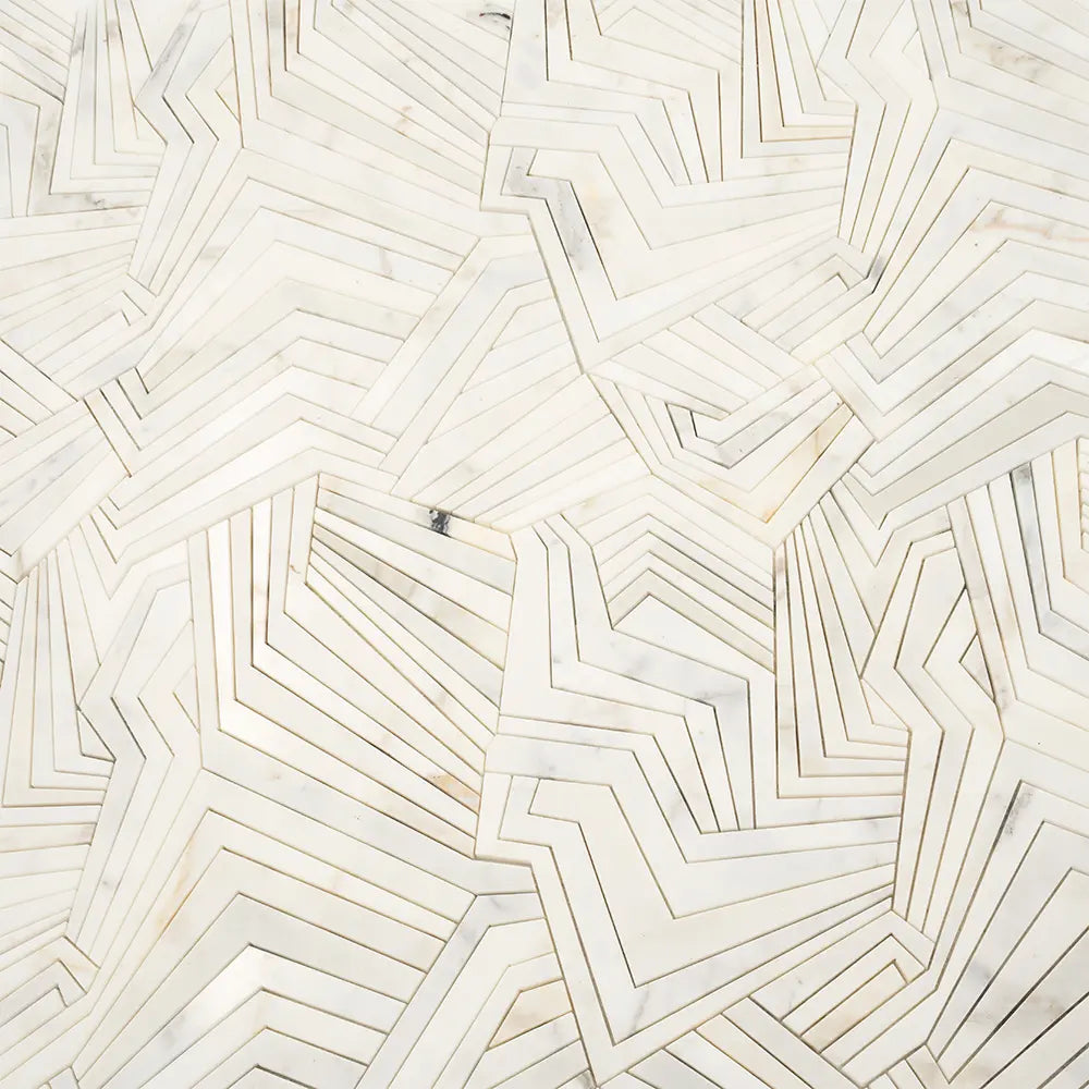 Angular Calacatta Gold Marble Mosaic Tile | Tile Club