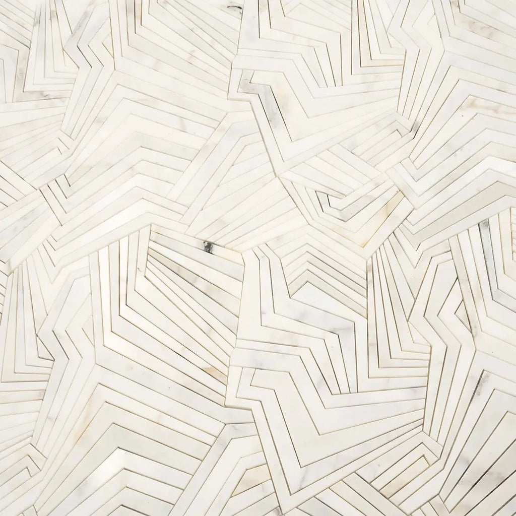 Angular Calacatta Gold Marble Mosaic Tile | Tile Club