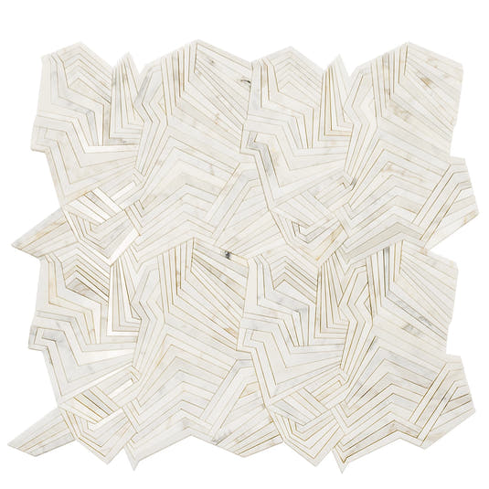 Angular Calacatta Gold Marble Mosaic Tile | Tile Club