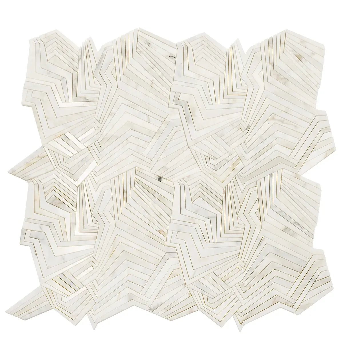 Angular Calacatta Gold Marble Mosaic Tile | Tile Club