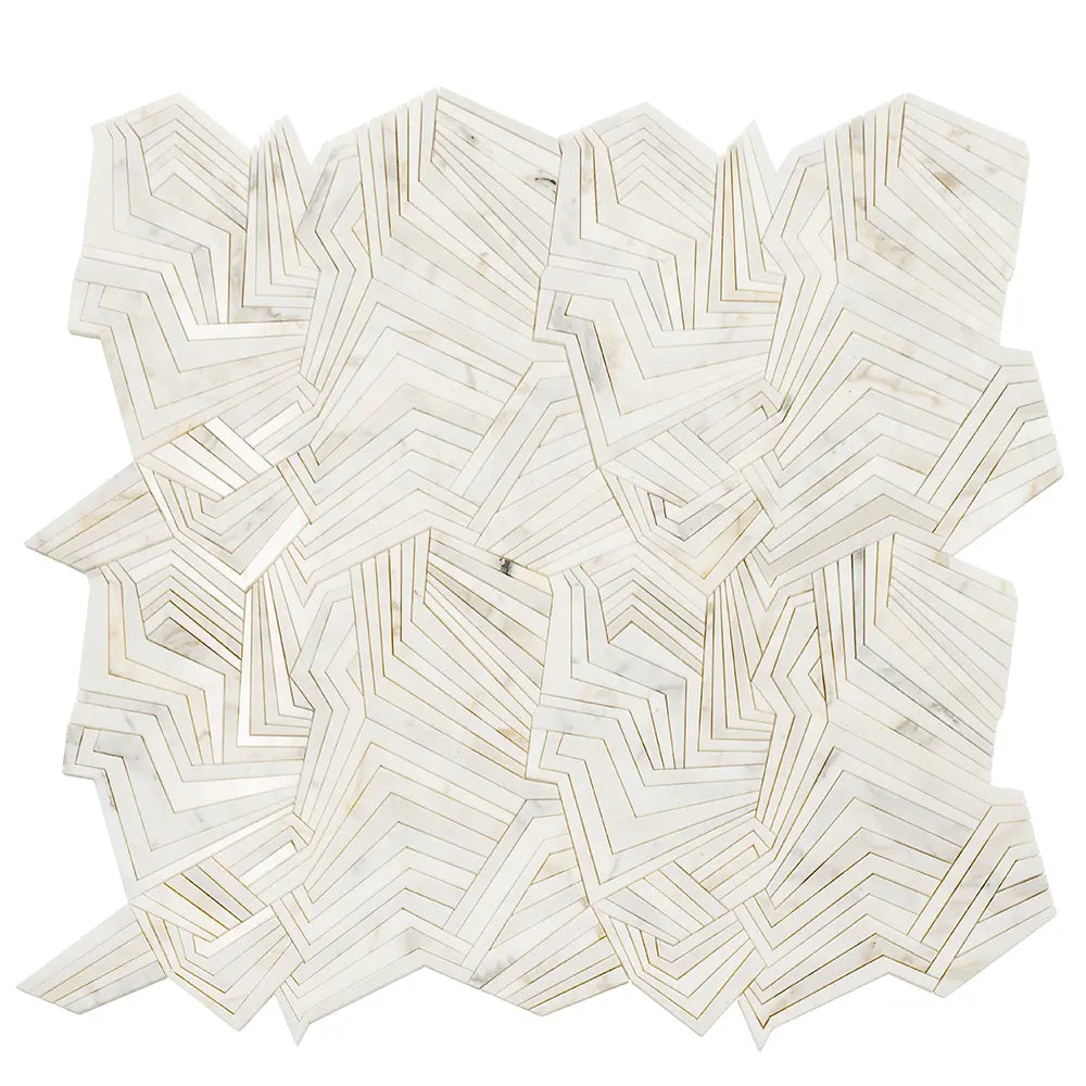 Angular Calacatta Gold Marble Mosaic Tile | Tile Club