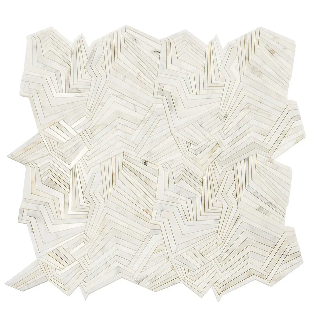 Angular Calacatta Gold Marble Mosaic Tile | Tile Club