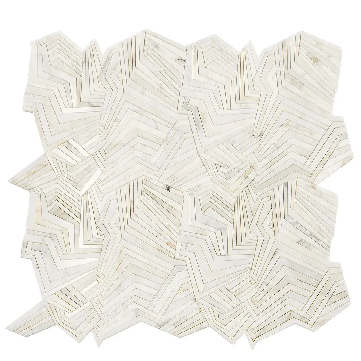 Angular Calacatta Gold Marble Mosaic Tile | Tile Club