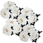 Peonia Flower Black and White Marble Waterjet Mosaic Tile | Tile Club