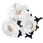 Peonia Flower Black and White Marble Waterjet Mosaic Tile | Tile Club