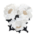 Peonia Flower Black and White Marble Waterjet Mosaic Tile | Tile Club
