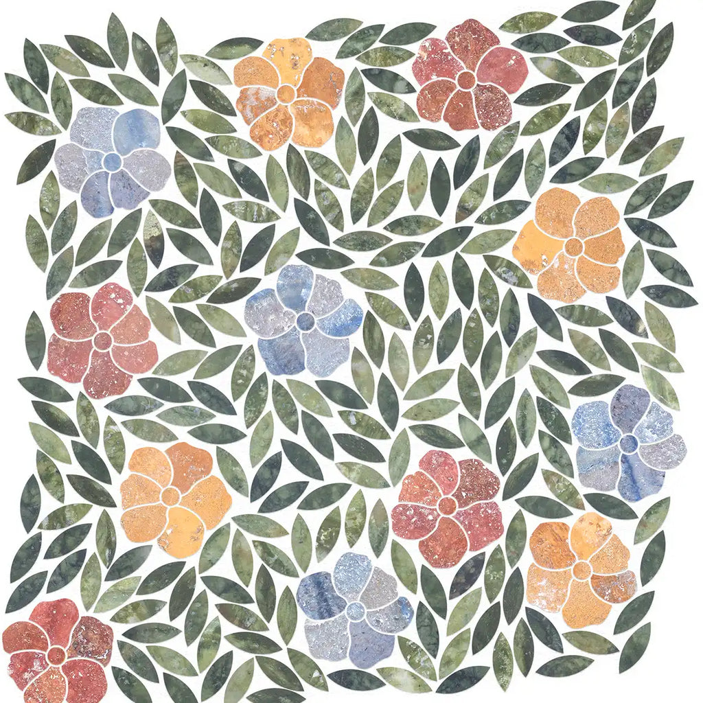 Hawaiian Rose Colorful Marble Mosaic Tile