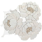 Peonia Flower Cream and White Marble Waterjet Mosaic Tile | Tile Club