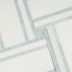 Thassos And Azul Cielo Large Basket Weave Marble Mosaic Tile | Tile Club