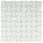 Thassos And Azul Cielo Tight Joint Basket Weave Marble Mosaic Tile | Tile Club