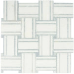 Thassos And Azul Cielo Large Basket Weave Marble Mosaic Tile Sample | Tile Club