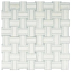 Thassos And Azul Cielo Large Basket Weave Marble Mosaic Tile | Tile Club