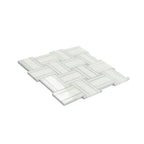 Thassos And Azul Cielo Large Basket Weave Marble Mosaic Tile | Tile Club