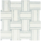 Thassos And Azul Cielo Tight Joint Basket Weave Marble Mosaic Tile | Tile Club