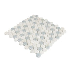 Azul Cielo Thassos And Paper White Penny Rounds Marble Mosaic Tile Polished | Tile Club
