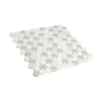 Azul Cielo Thassos And Paper White Penny Rounds Marble Mosaic Tile Polished | Tile Club