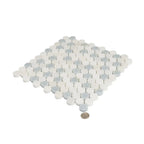 Azul Cielo Thassos And Paper White Penny Rounds Marble Mosaic Tile Polished | Tile Club