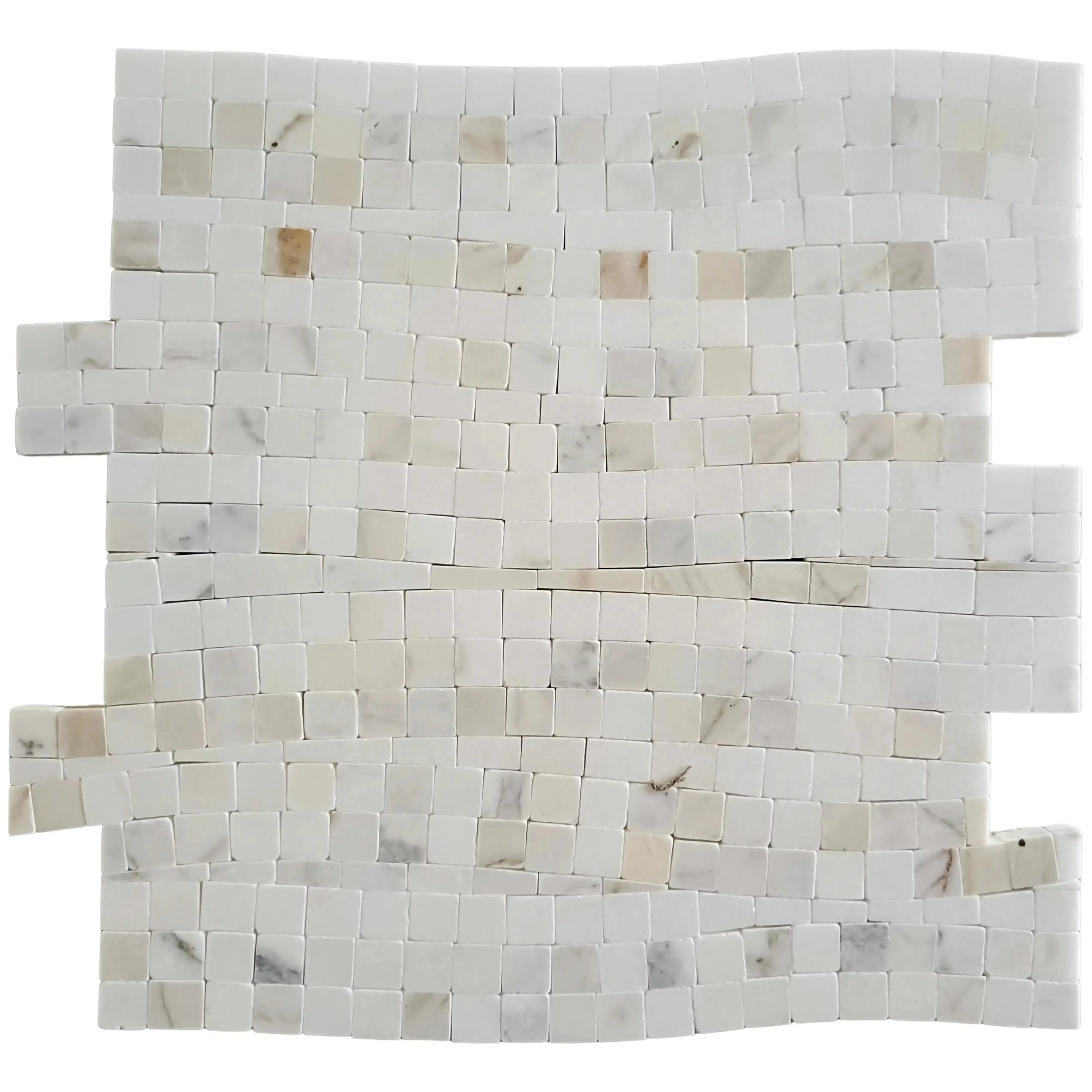 Calacatta Gold Waterfall Marble Mosaic Tile Sample | Tile Club