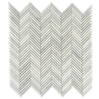 Azul Cielo Thassos And Carrara Mini Chevron Marble Mosaic Tile | Tile Club