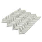 Azul Cielo Thassos And Carrara Mini Chevron Marble Mosaic Tile | Tile Club