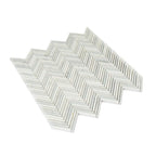 Azul Cielo Thassos And Carrara Mini Chevron Marble Mosaic Tile | Tile Club