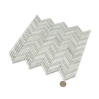 Azul Cielo Thassos And Carrara Mini Chevron Marble Mosaic Tile | Tile Club