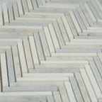Azul Cielo Thassos And Carrara Mini Chevron Marble Mosaic Tile | Tile Club