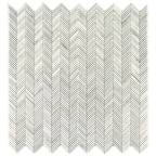 Azul Cielo Thassos And Carrara Mini Chevron Marble Mosaic Tile | Tile Club