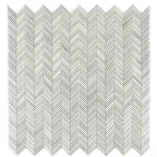 Azul Cielo Thassos And Carrara Mini Chevron Marble Mosaic Tile | Tile Club