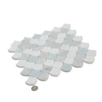Azul Cielo Thassos And Carrara Mini Scale Marble Mosaic Tile | Tile Club