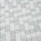 Azul Cielo Thassos And Carrara Mini Scale Marble Mosaic Tile | Tile Club