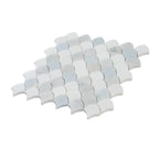 Azul Cielo Thassos And Carrara Mini Scale Marble Mosaic Tile | Tile Club