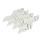 Sail Azul Cielo Etched and Imperial White Marble Mosaic Tile | Tile Club