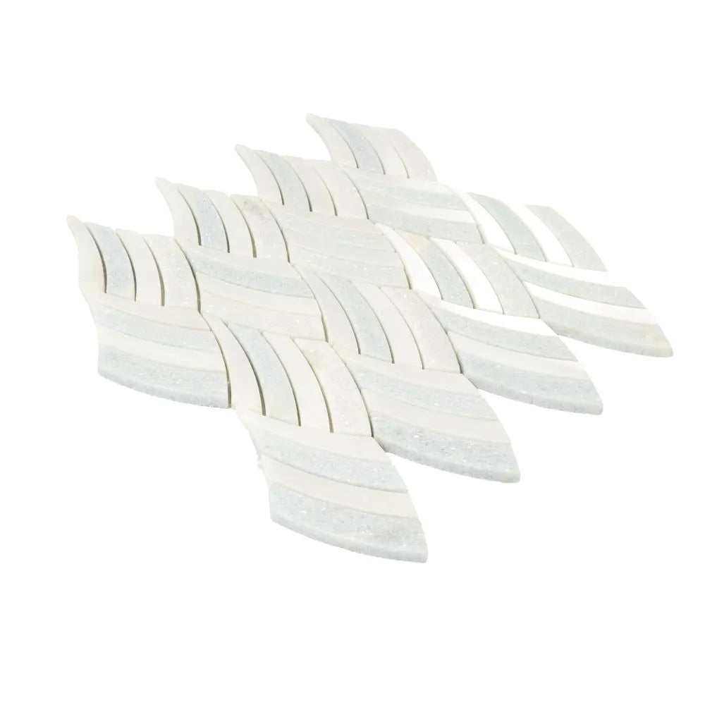 Sail Azul Cielo Etched and Imperial White Marble Mosaic Tile | Tile Club