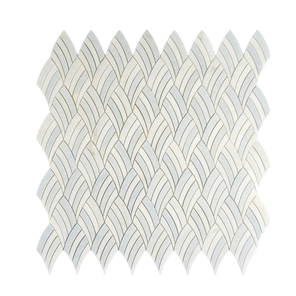 Sail Azul Cielo Etched and Imperial White Marble Mosaic Tile | Tile Club
