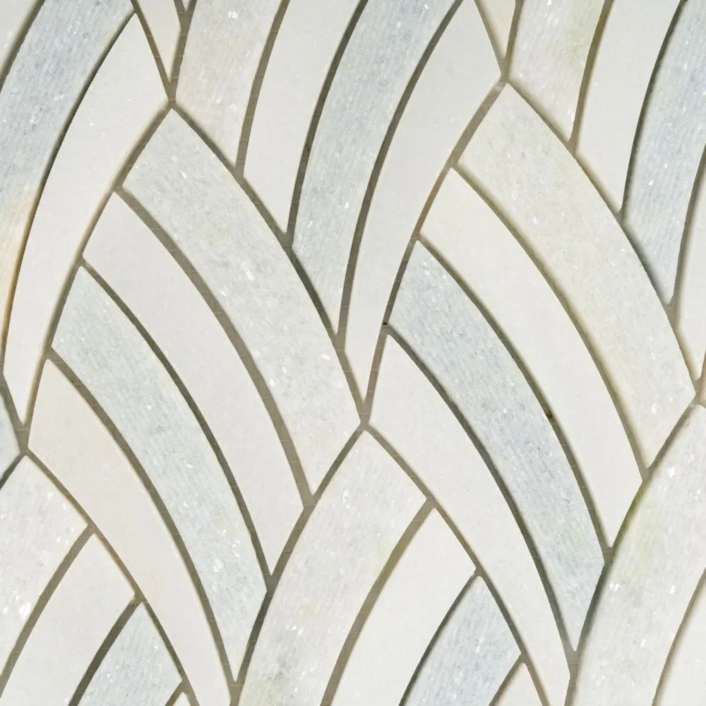 Sail Azul Cielo Etched and Imperial White Marble Mosaic Tile | Tile Club
